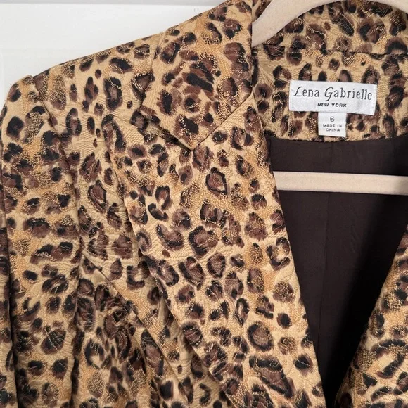 Vintage 90s Lena Gabrielle Cheetah Animal Print Women's Blazer - Size 6 - Picture 5 of 13